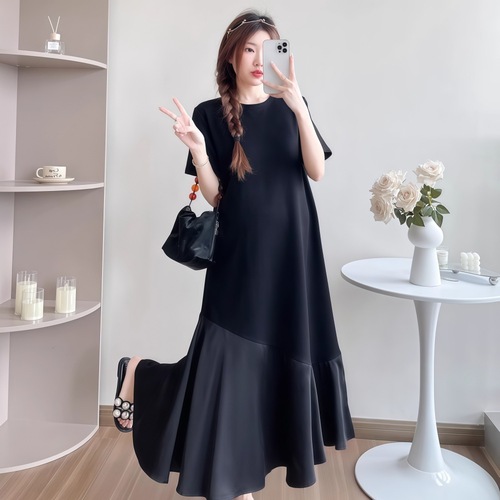 French Black Dress for Children's Summer 2025 New Hepburn Style High-End Loose and Slimming Elegant Long Dress