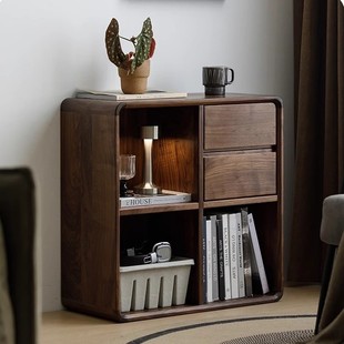 North American Black Walnut Solid Wood Side Table Living Room Home Multi-Functional Sofa Side Cabinet Corner Table Storage Cabinet Storage Cabinet