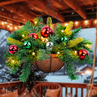 Cross-Border Independent Station Christmas Hanging Basket Garland Christmas Decorations Christmas Garland Artificial Christmas Hanging Basket