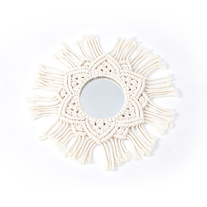 Tapices de tejido a mano transfronterizo espejo bohemio sala de estar dormitorio pared mirror maquillaje creativo pared mirror decoración