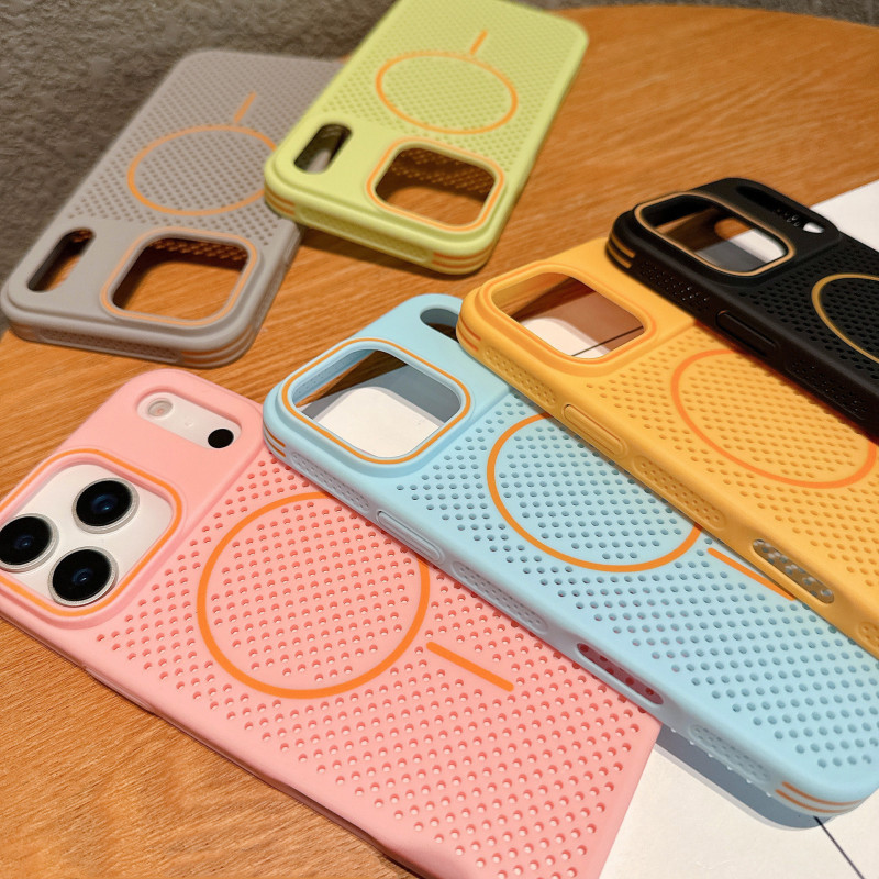 新款撞色超薄散热细圈磁吸适用iPhone17promax手机壳苹果15保护壳|undefined