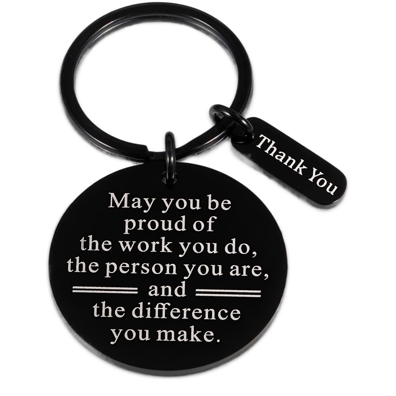 Amazon caliente-venta llavero de acero inoxidable alentar y agradecer a colegas amistad regalo de Acción de Gracias de Navidad