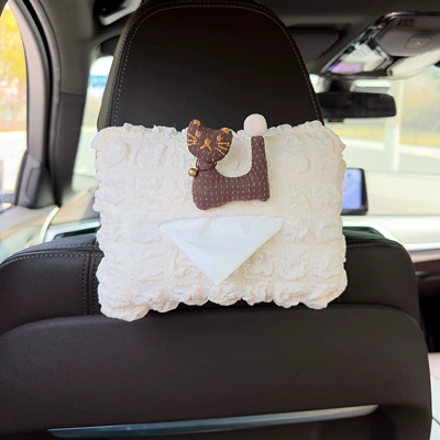Armrest Box Car Tissue Box – Car tissue box/set - bell-cat-coffee-color-puff-tissue-box