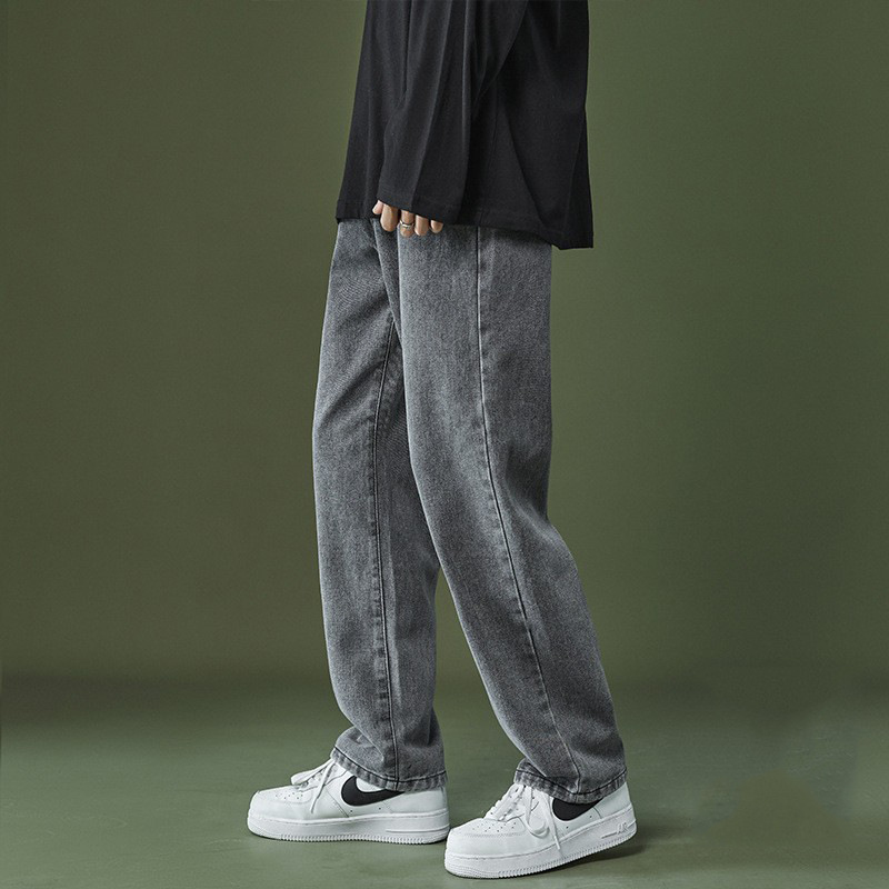 Джинсы, осенние штаны, демисезонные тонкие повседневные брюки для отдыха, свободный прямой крой, коллекция 2021