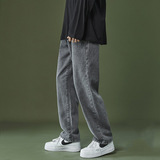 Джинсы, осенние штаны, демисезонные тонкие повседневные брюки для отдыха, свободный прямой крой, коллекция 2021