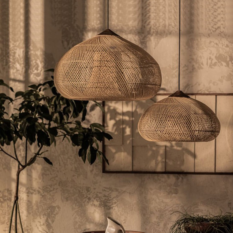 Southeast Asian Rattan Pendant Lights, Japanese Restaurant Pendant Light Customization, Homestay Tea Room Zen Retro Rattan Woven Handmade Lamp
