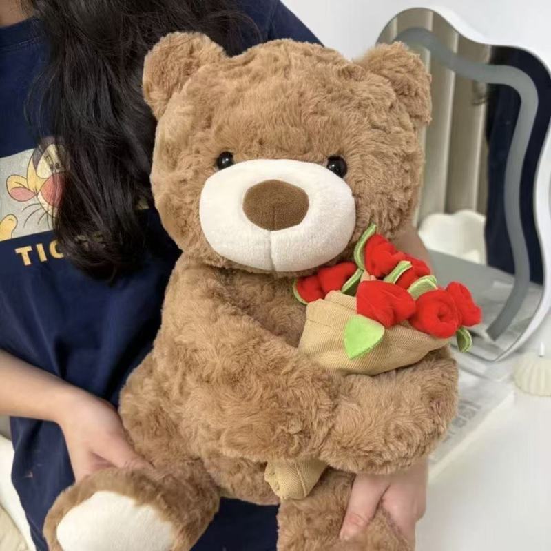 人気のローズベアぬいぐるみ、ベアハットがバラの束に変身、ガールフレンドへのバレンタインデーギフト520|undefined