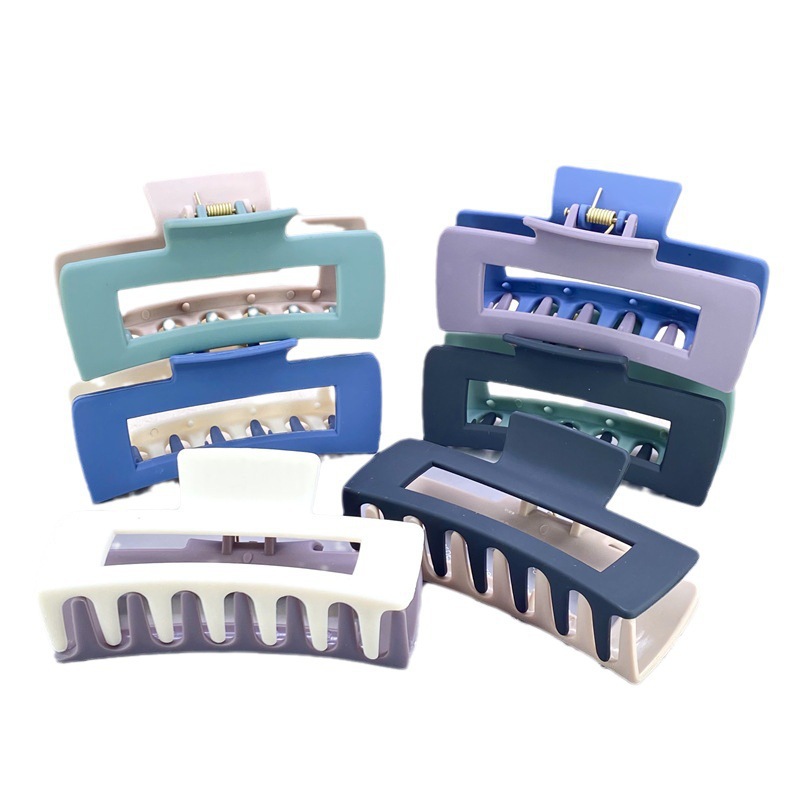 Corea del Sur pequeña resina de contraste fresca agarrar clips temperamento literario matt acabado esmerilado de dos colores garra cuadrada agarrar el cabello