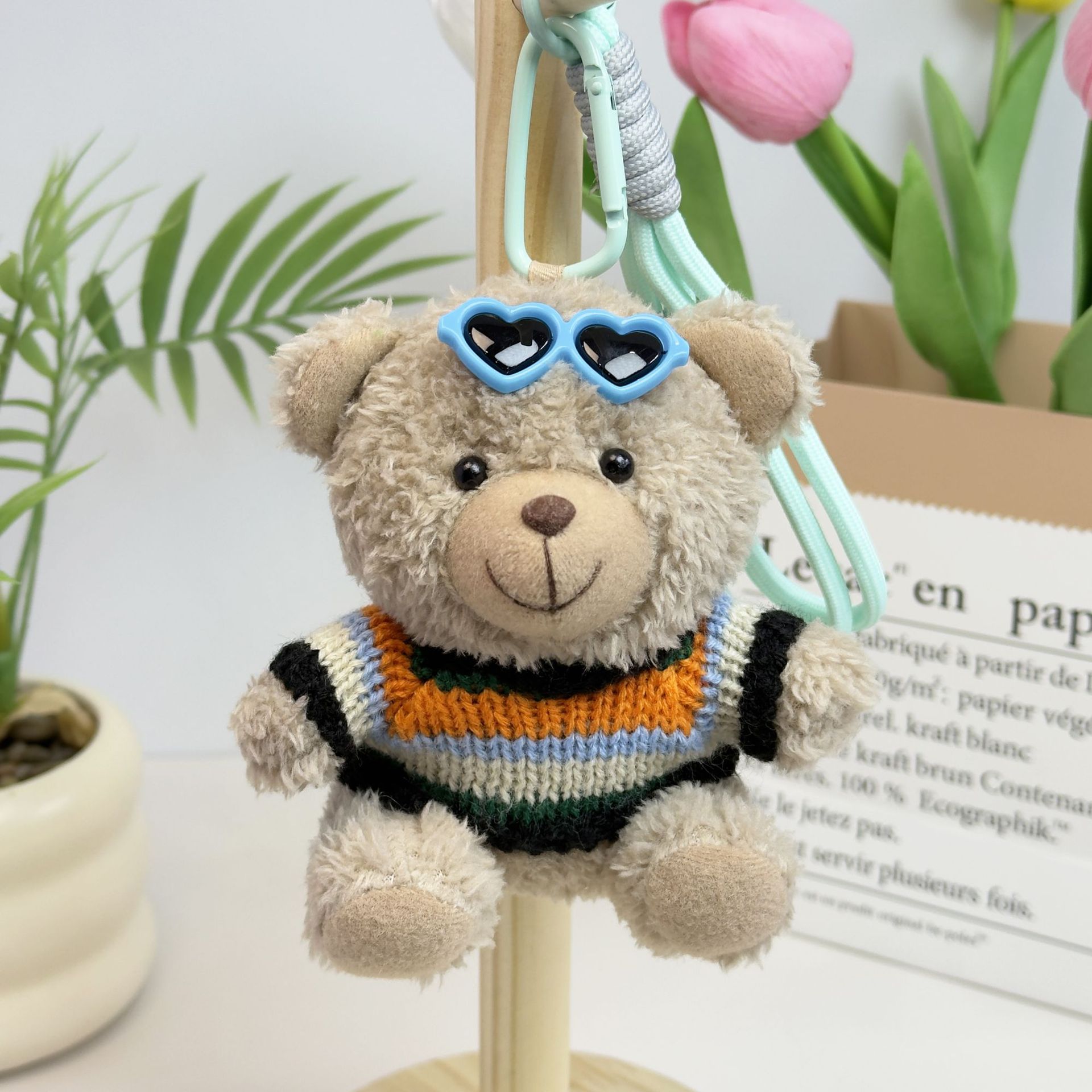 Suéter Teddy Bear Keychain bolsas colgantes muñecas de peluche creativas lindas gafas piloto Teddy Bear