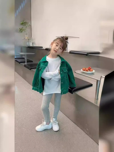 Children's Plain Color T-Shirt 2025 Spring Stylish Top Girl Child Ins Trendy Hole Base Shirt Versatile Fashion