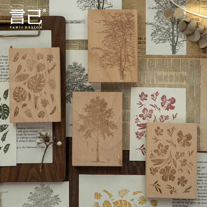Yanji Large Size Beech Wood Stamp Selection Sunshine Series 4 Styles Natural Vintage Theme Wooden Stamp Art DIY Yanji Large Size Beech Wood Stamp Selection Sunshine Series 4 Styles Natural Vintage Theme Wooden Stamp Art DIY