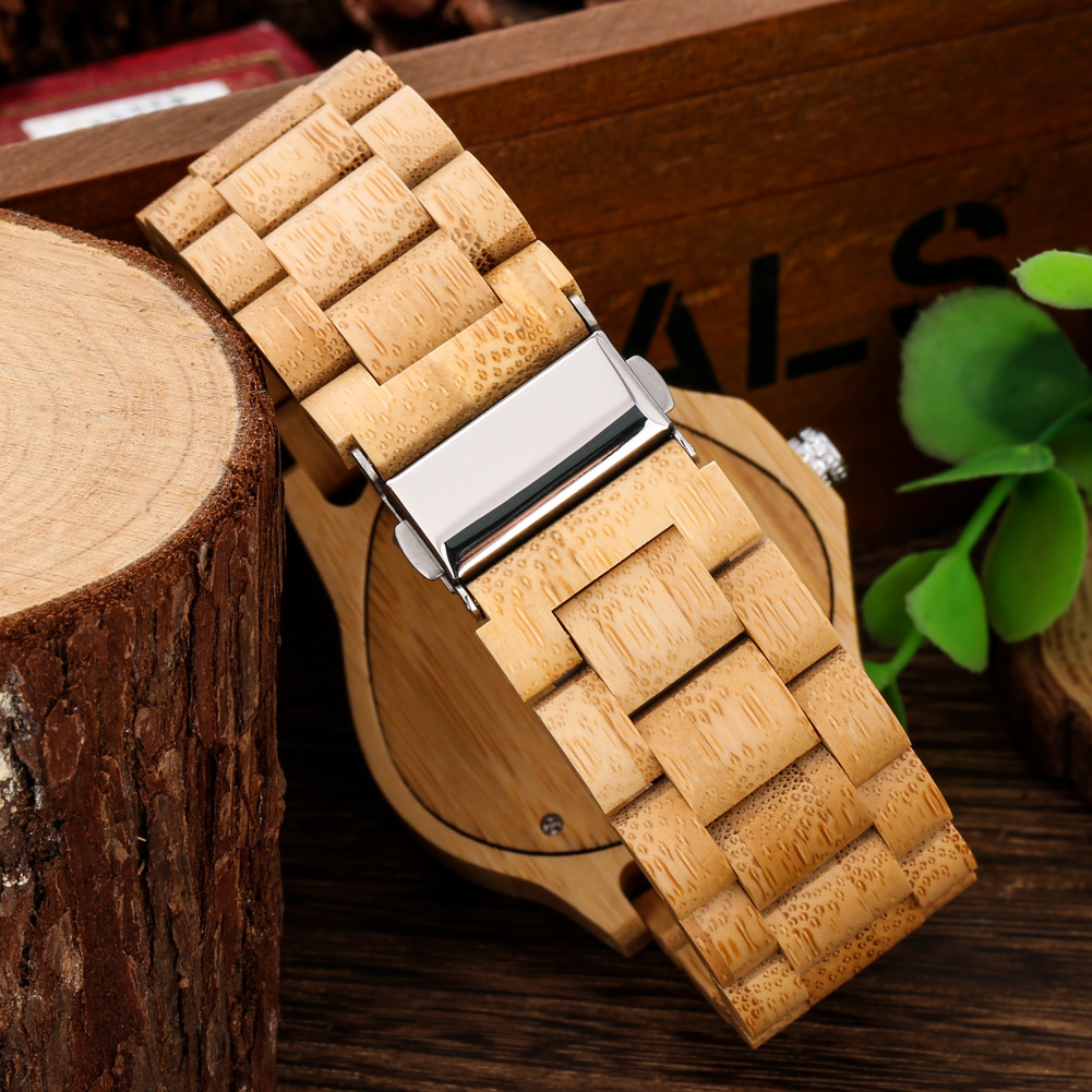 Automatic Mechanical Wood Watch For Men With Large Zebra Wood Dial_voghion.com