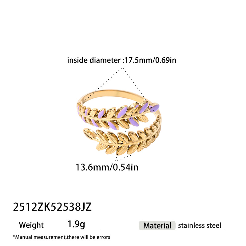 Alta Europa y América acero inoxidable transfronterizo Mori forma de hoja abierta anillo ajustable estilo simple lote de joyería de mano