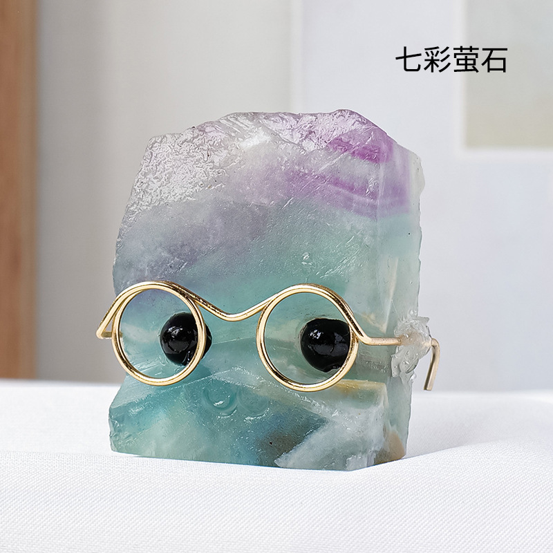 Crystal natural transfronterizo pequeño erizo adornos de escritorio para el hogar para jugar con gafas para la decoración creativa del erizo mayorista