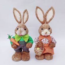 45CM中号工厂直发家居装饰蒲草编兔子全手工森系民间工艺品伴手礼