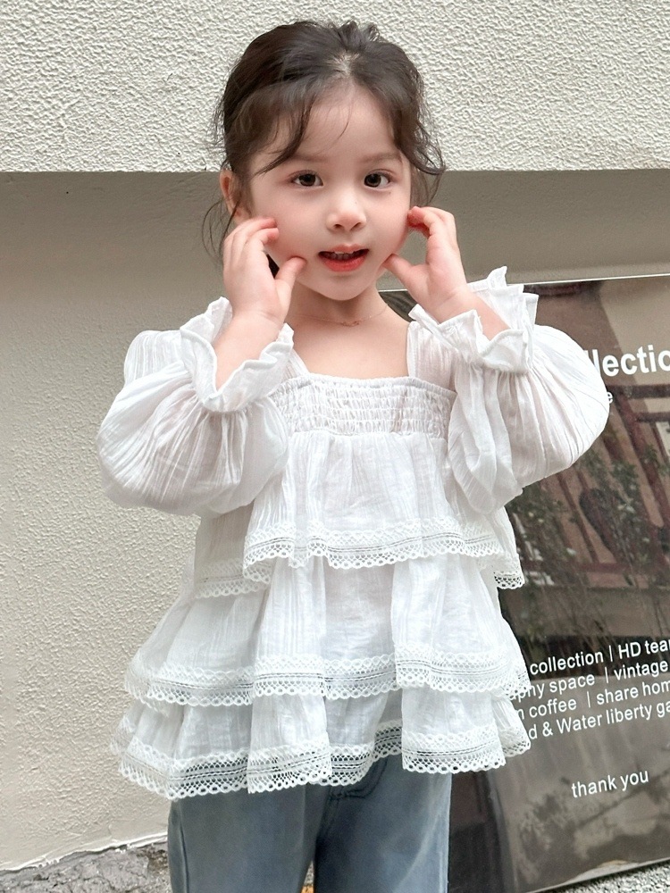 Camisas de niñas primavera y otoño 2025 nuevo estilo de ropa infantil estilo de primavera moda camisa de manga larga ropa de primavera de bebé
