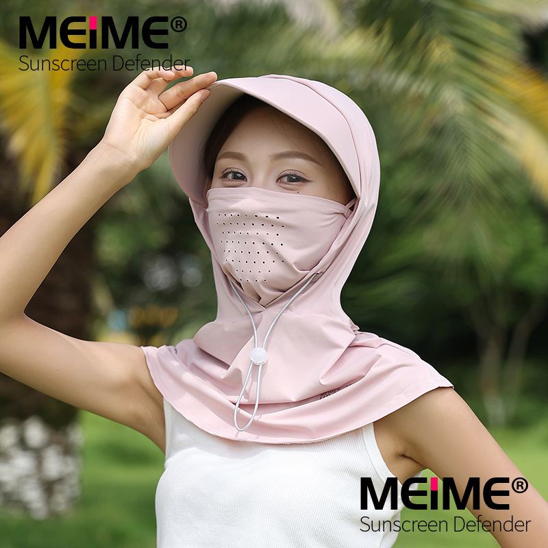 防晒面罩女夏季全脸2025新款冰丝防紫外线开车骑行护颈一体防晒帽|undefined