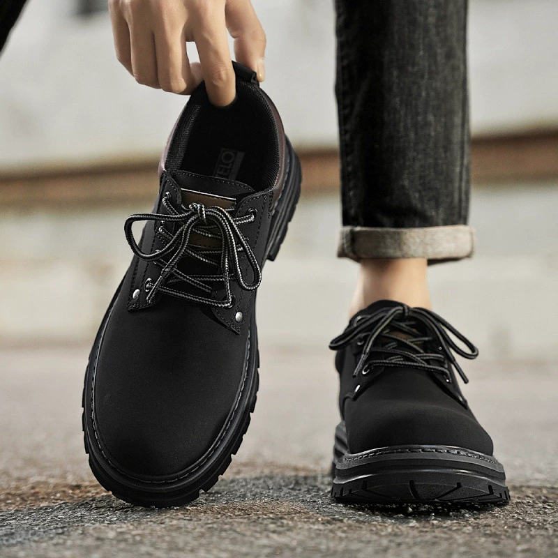 Мужская обувь Cardile из крокодиловой кожи, ботинки средней высоты, мужские модные универсальные нескользящие износостойкие велосипедные ботинки на толстой подошве, осенне-зимняя мужская обувь