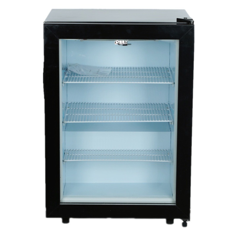 Puerta de cristal transparente Tienda de helados de congelación rápida gabinete Durian vitrina congelador 98L completo congelado mini refrigerador