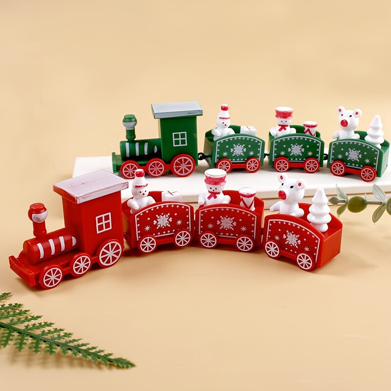 Plastic Christmas Train Christmas Eve Gift Children Toy Cake Decoration Christmas Gift