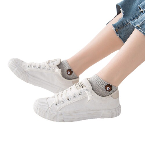 10 pairs of socks for women, low cut shallow mouth thin spring and summer Japanese style cute bear cotton boat socks factory wholesale