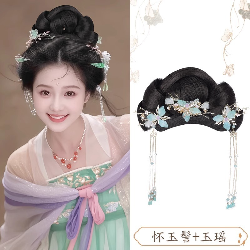 汉服假发古风一体式全发丝发包明制唐风古装发髻盘发造型垫发包女|undefined