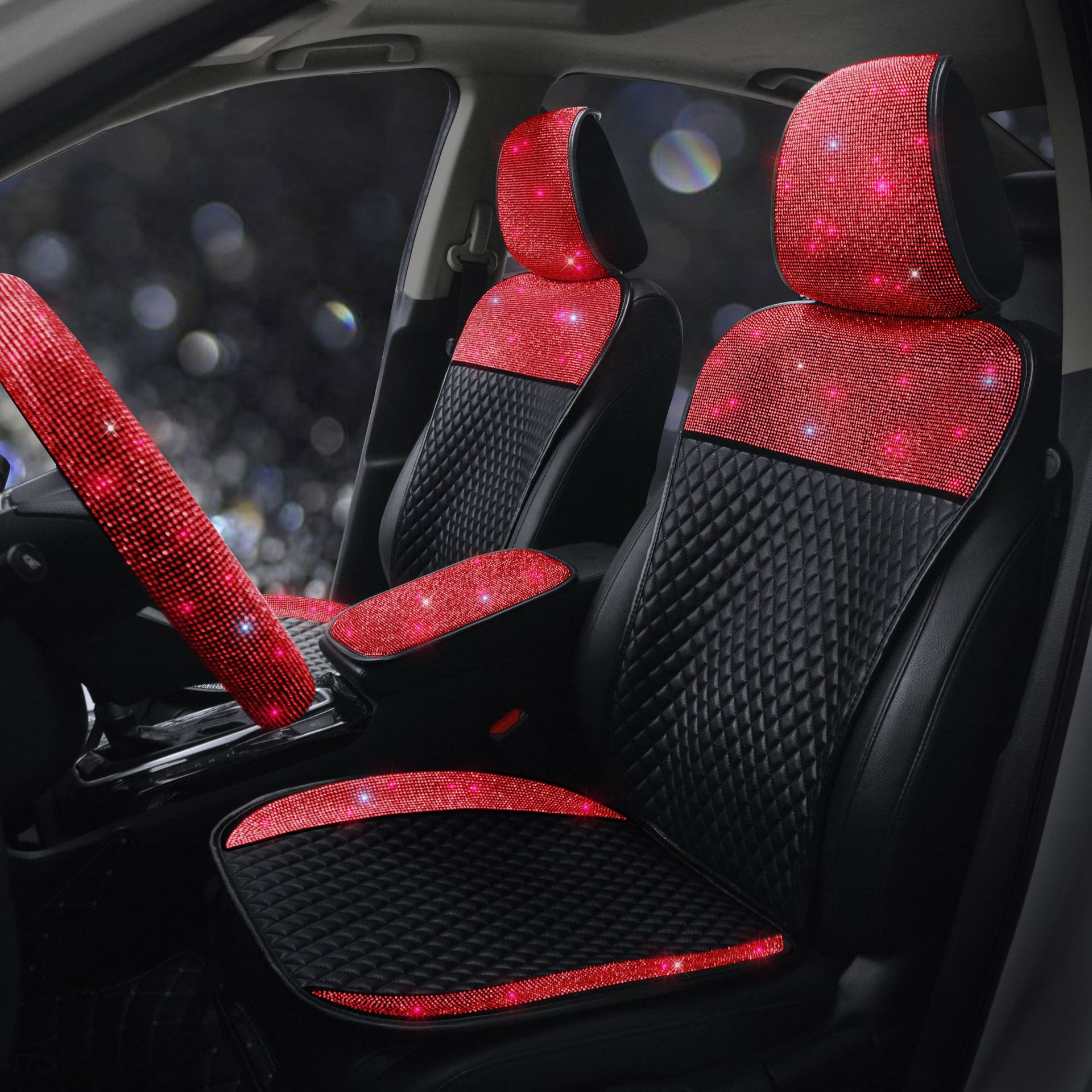 Universal Car Seat Cushion Leather Diamond-Encrusted Car Seat Cover Dropshipping Universal Model for All Seasons Cross-Border E-Commerce