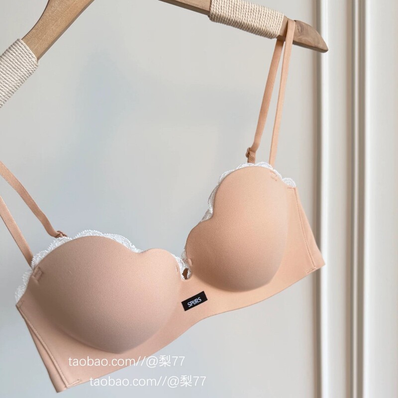 "Butter Cookie" Three-Dimensional Cup × Lace Glossy Patchwork Bra for Women with Small Busts, Enhancing and Enlarging Effect