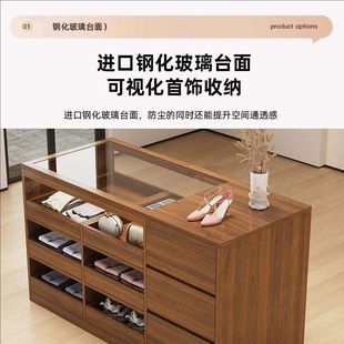 Clothing Store Cashier Counter Island Cabinet Flow Table Display Table Ornaments Display Cabinet Bar Table with Glass