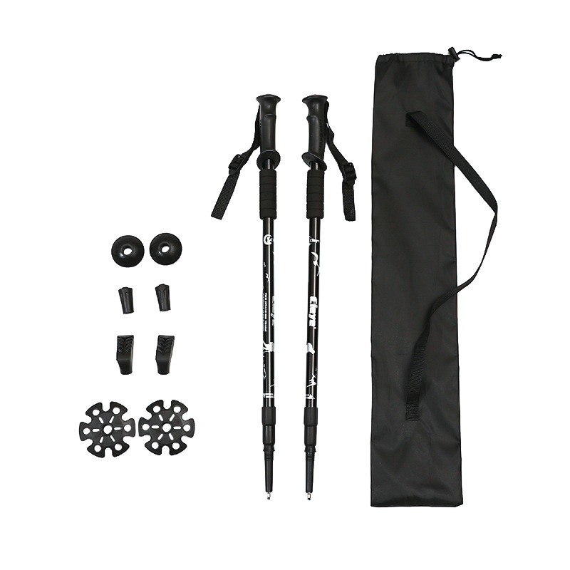 [Direct Factory] 2 paletas de bastones de montaña al aire libre de aleación de aluminio de bastones de montaña al aire libre de caminata con bolsas de tela doble muletas