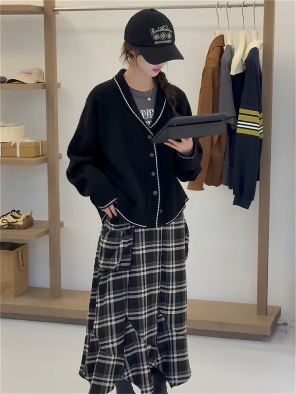 2025韩版秋季新款减龄卡通提花翻领毛衣女慵懒风小猫宽松针织开衫|undefined