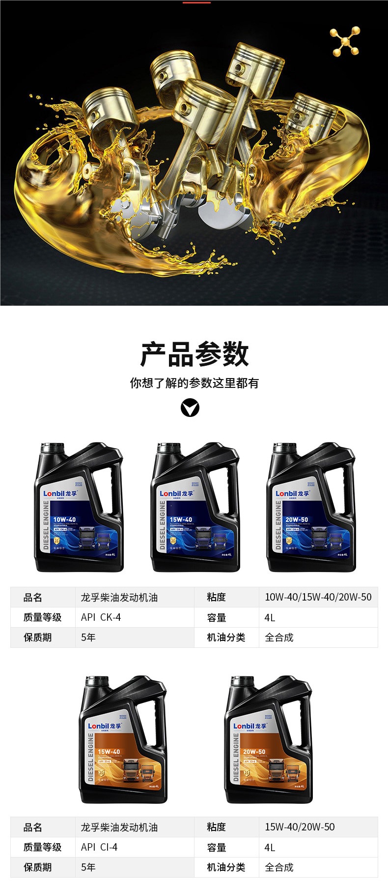 Fully Synthetic Diesel Engine Oil for Micro-Tillers, Rotary Tillers, National Standard 5 and 6 Diesel Engines, and Truck Engines, Suitable for All Seasons, 4L