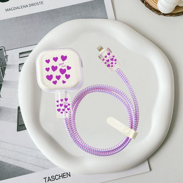 둥근 보라색 사랑 [5종세트-큰머리1-작은머리2-보호줄1-끈1]