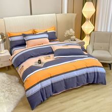 水星家纺全棉磨毛四件套新疆长绒棉被套加厚纯棉床单高级感三件套