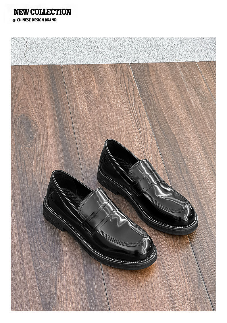 Mocassini casual da uomo ShoeVault in pelle con suola spessa, stile britannico alla moda, slip-on con rialzo, adatti per il lavoro e l'ufficio_voghion.com