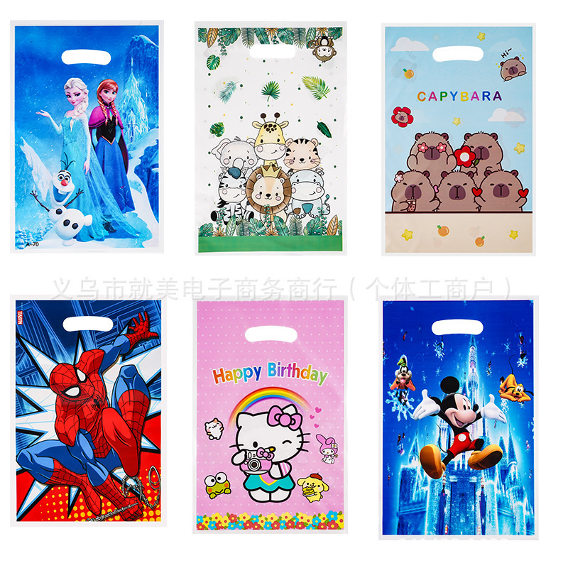 Cartoon Minnie Capibara Barbie Pikachu Pattern Gift Bag Birthday Holiday Party Gift Packaging Bag