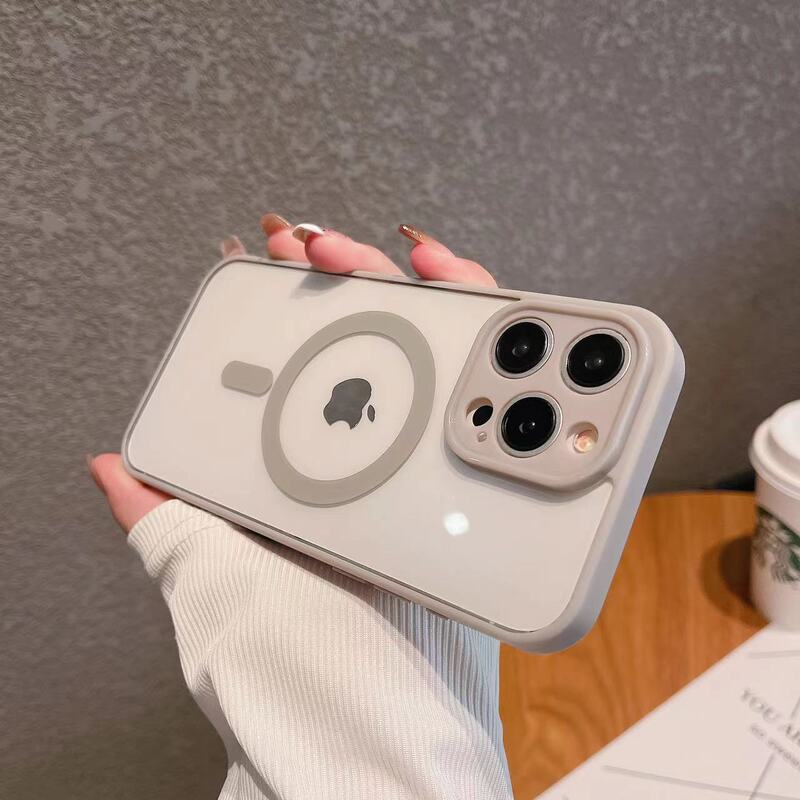 IPhone15ProMAX携帯電話ケースの精孔アクリルシリコンゴム辺磁気吸引リンゴ16透明保護カバーを適用する|undefined
