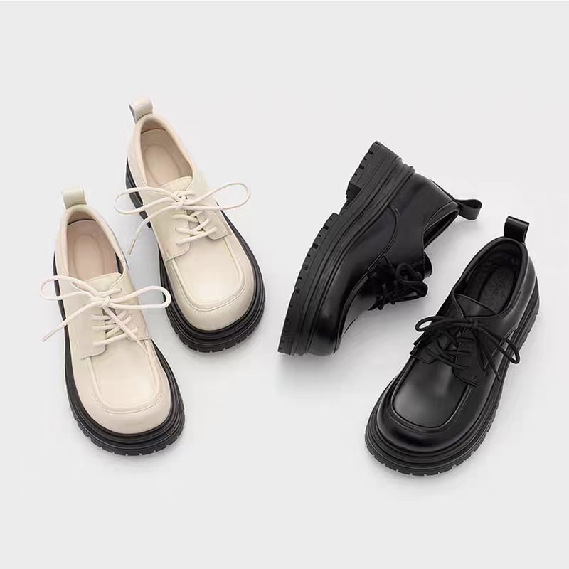 爱棉麻小皮鞋2025春季新款女鞋真皮英伦风松糕底通勤百搭休闲单鞋