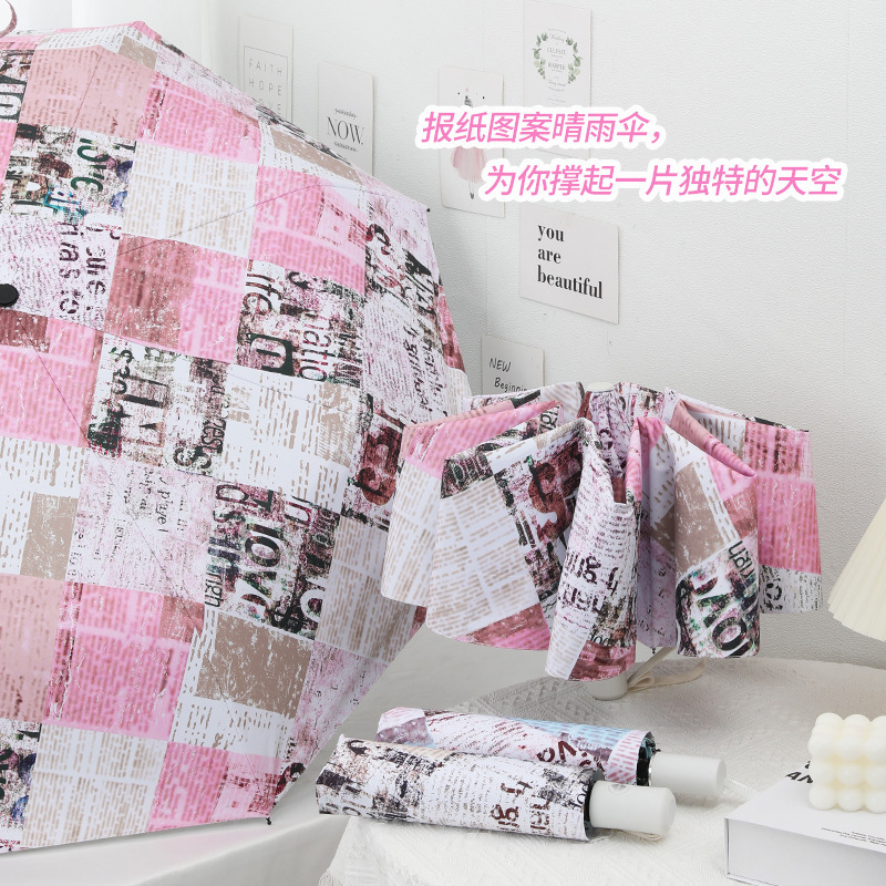 <Special Offer> Fully Automatic Umbrella, Sun Protection, Uv Protection, Sunshade Umbrella, Foldable Newspaper-Style Black Coating, Dual Use for Sun and Rain