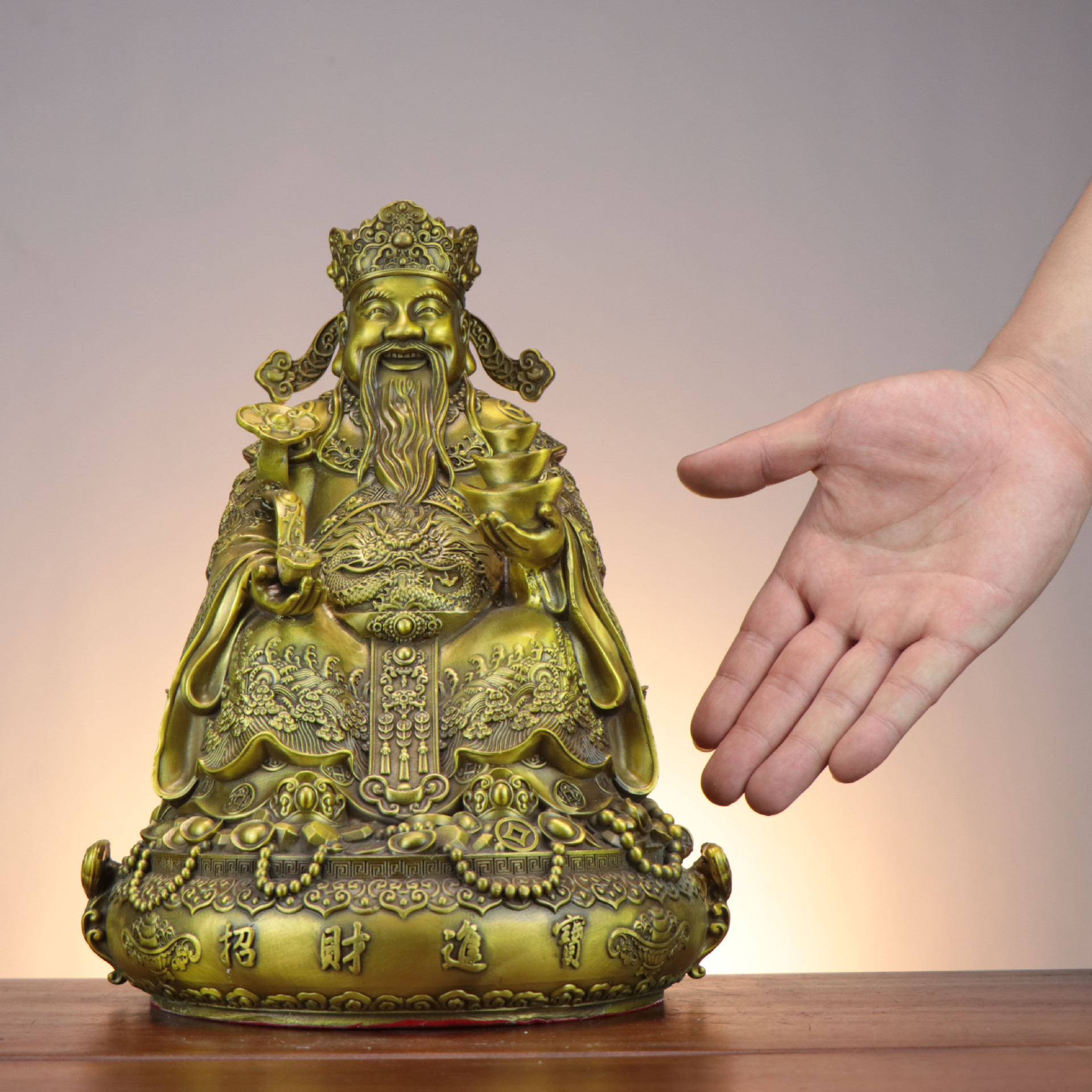 铜财神 财神爷摆件 文财神 元宝聚宝盆家用开业工艺品礼品