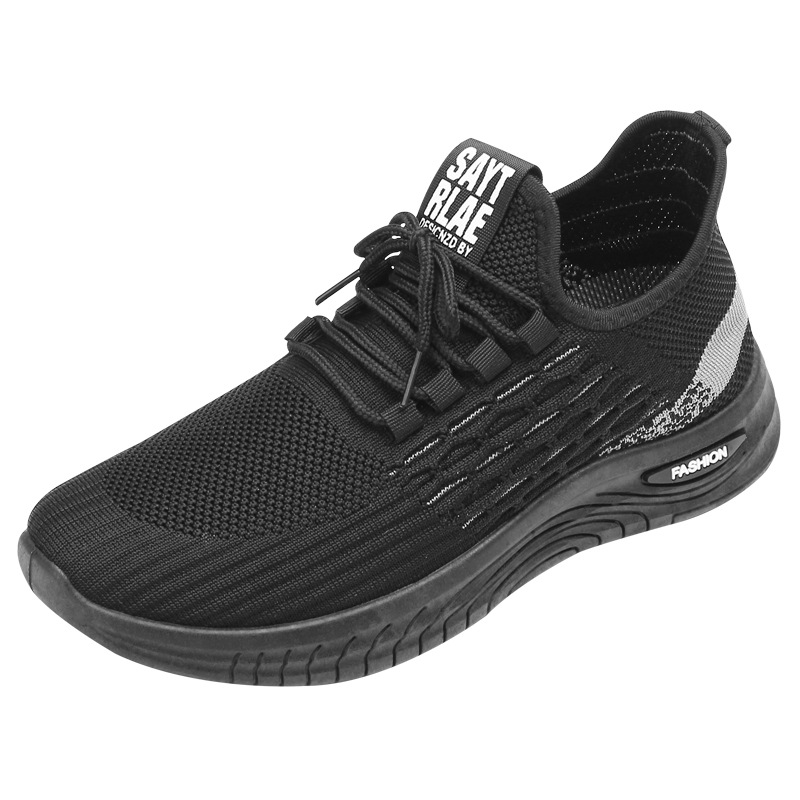 Nuevos zapatos de hombre transfronterizos primavera y otoño transpirables delgados deportes ociosos para correr tejido anti-deslizante hueco zapatos de moda comercio exterior