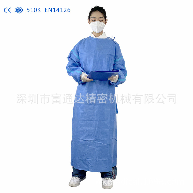 工厂价格PP+PE 45g一次性手术衣SMS防喷溅医院用手术服 EN14126