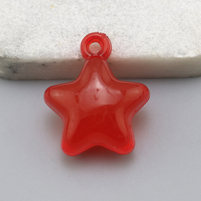 DIY饰品配件 亚克力果冻色彩色五角星挂孔珠子挂件钥匙扣耳环吊坠|undefined