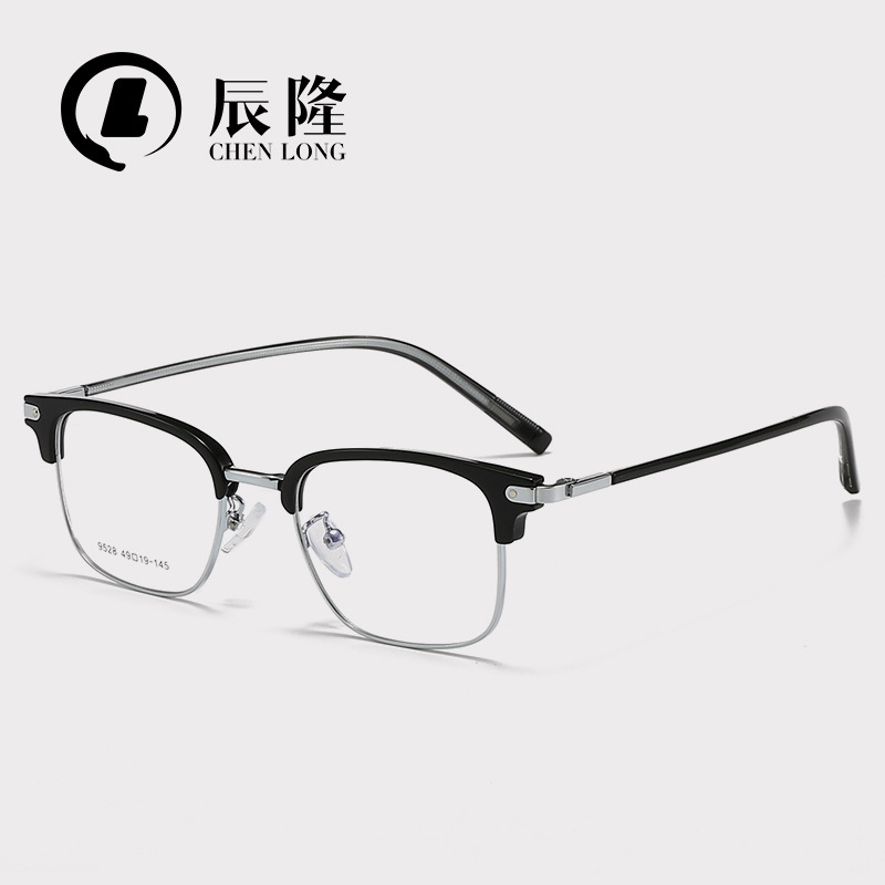 Ultra-light texture TR90 gentle half-frame eyebrow frame 9528 anti-radiation flat light myopia glasses frame men's adjustable degree Ultra-light texture TR90 gentle half-frame eyebrow frame 9528 anti-radiation flat light myopia glasses frame men's adjustable degree