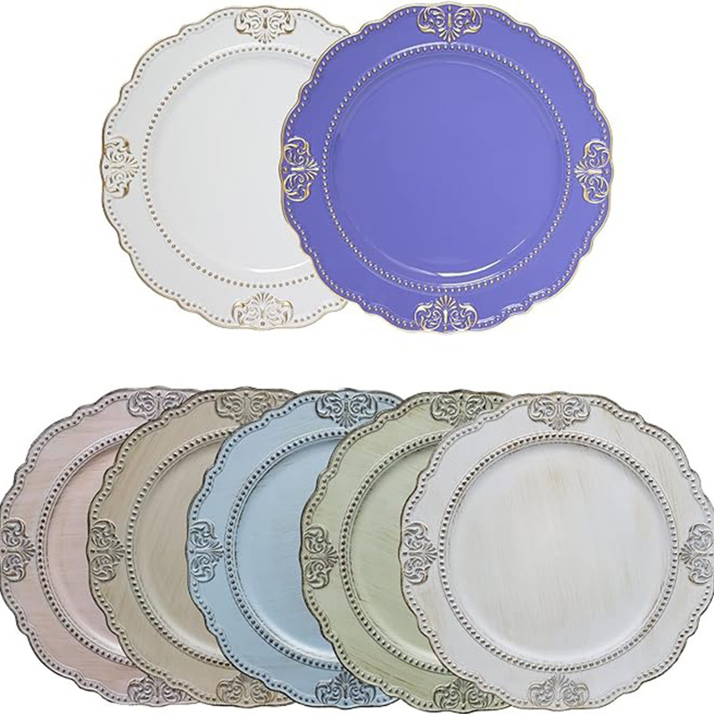 New Fruit Plate Embossed Pattern Plastic High-Value Light Luxury Decorative Tray Durable Hotel Party Banquet Snack Tray