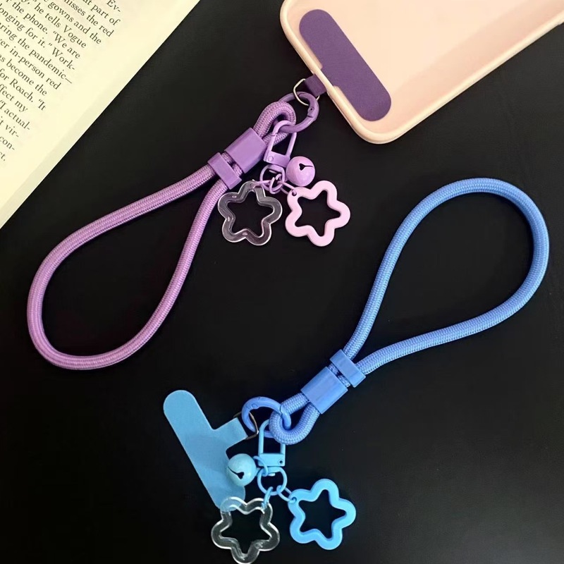 锁扣防丢手机挂绳女手腕短款可调节编织绳铃铛吊坠挂件手绳链带子|undefined