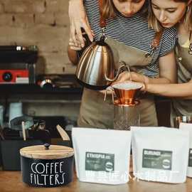 木质咖啡网收纳盒复古乡村风咖啡过滤纸储存盒茶包咖啡豆收纳盒