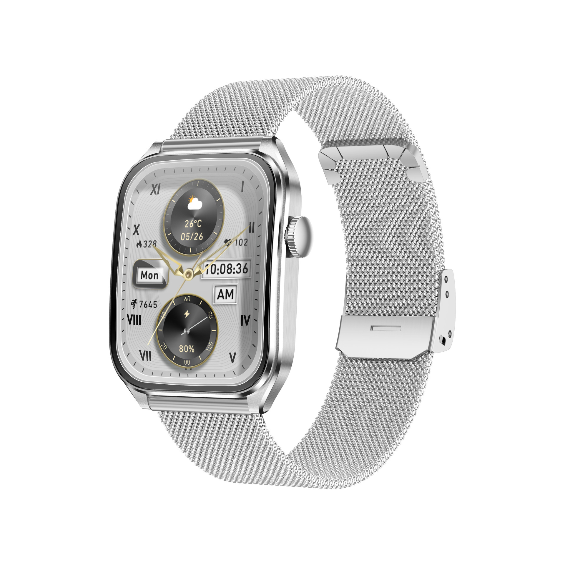 Smartwatch mit Bluetooth-Anruffunktion, Herzfrequenzmessung und Benachrichtigungen – Direktvertrieb ab Werk Huaqiangbei_voghion.com