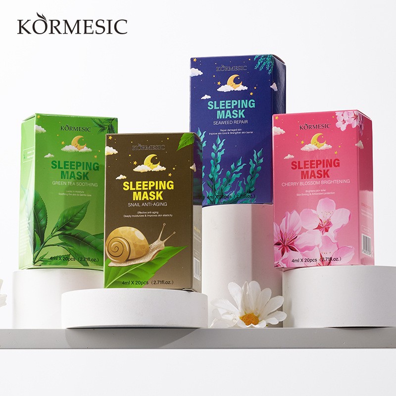 KORMESIC máscara facial para dormir en inglés, máscara facial para dormir, fábrica al por mayor, comercio exterior al por mayor
