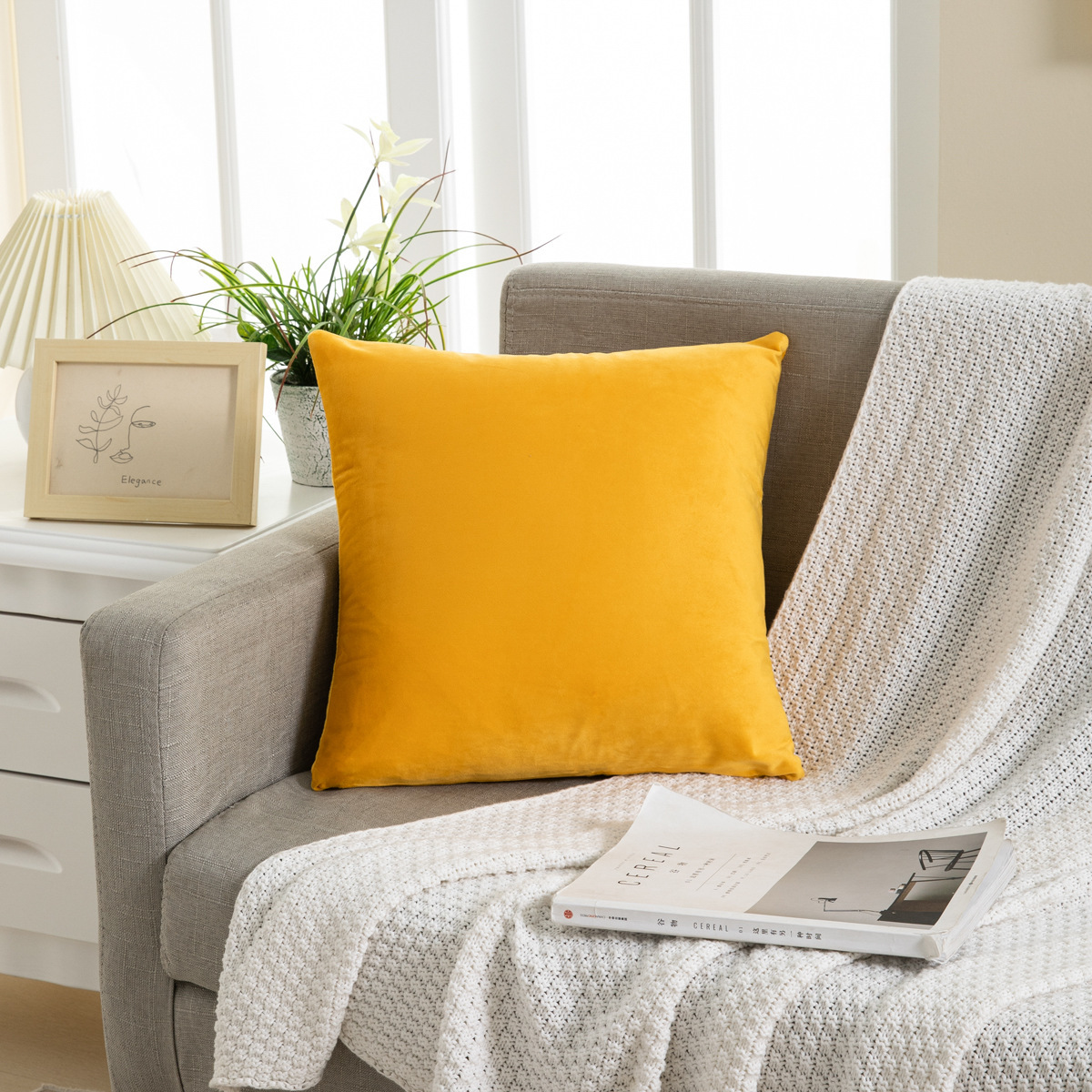 厂家直供亚马逊跨境家居纯色天鹅绒抱枕套沙发办公室椅子腰靠枕套